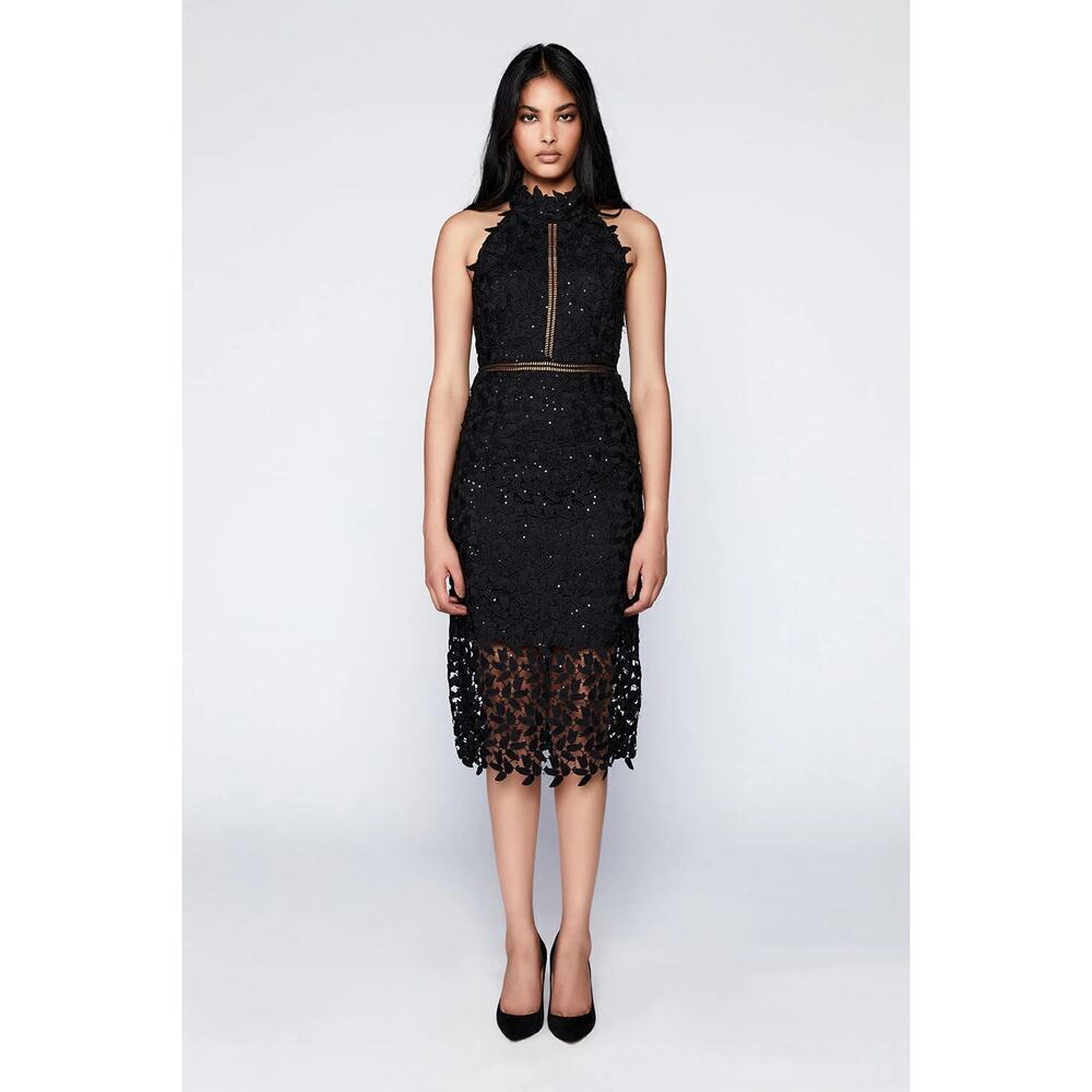 Bardot Sequin Leaf Dress In Black Size 8 US